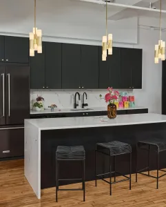 Kitchen remodeling project in Central Florida with updated cabinets, countertops, and modern lighting