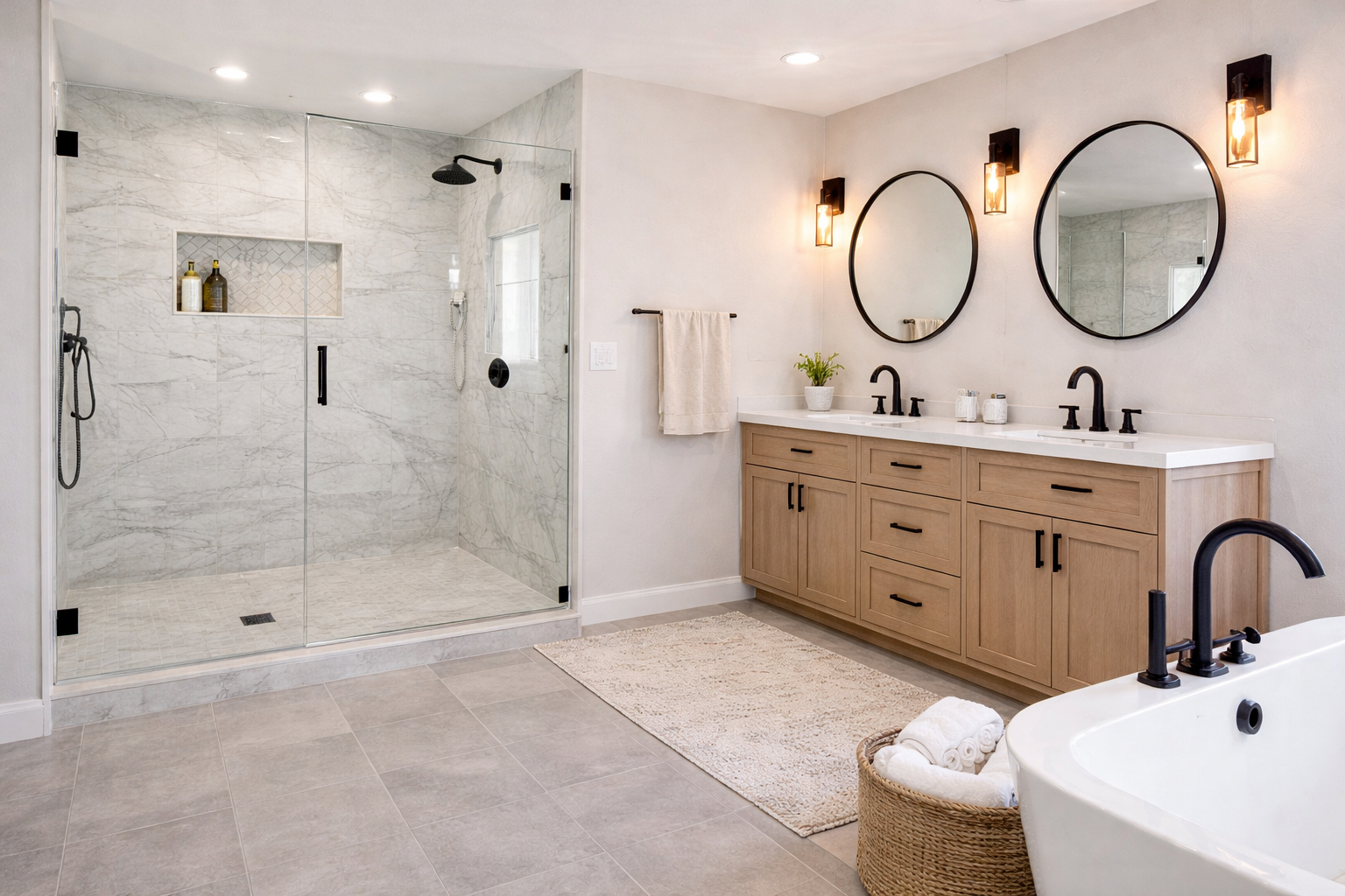 bathroom remodel longwood fl master bathroom frameless glass shower tile double vanity cabinets